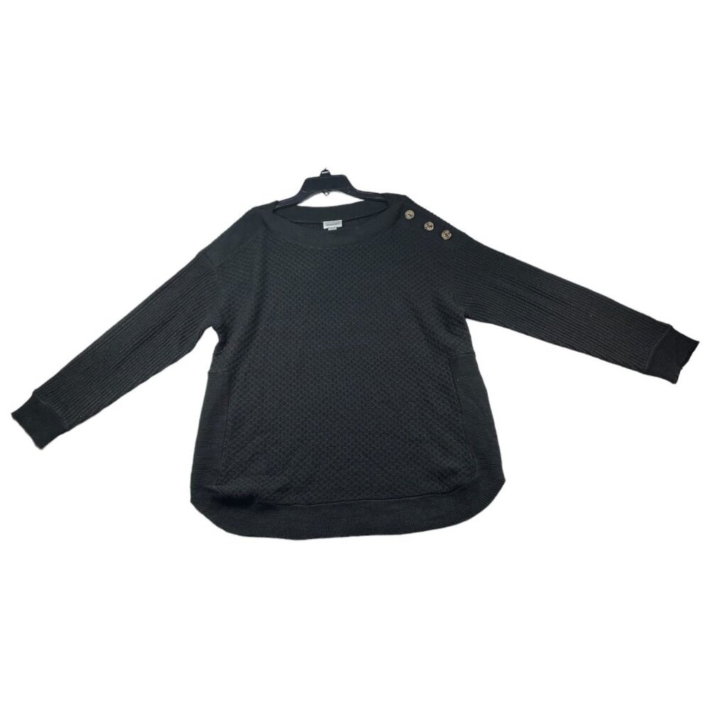 Avenue Sweater Womens Plus size 16 Black Pullover  Knit Button Accent New